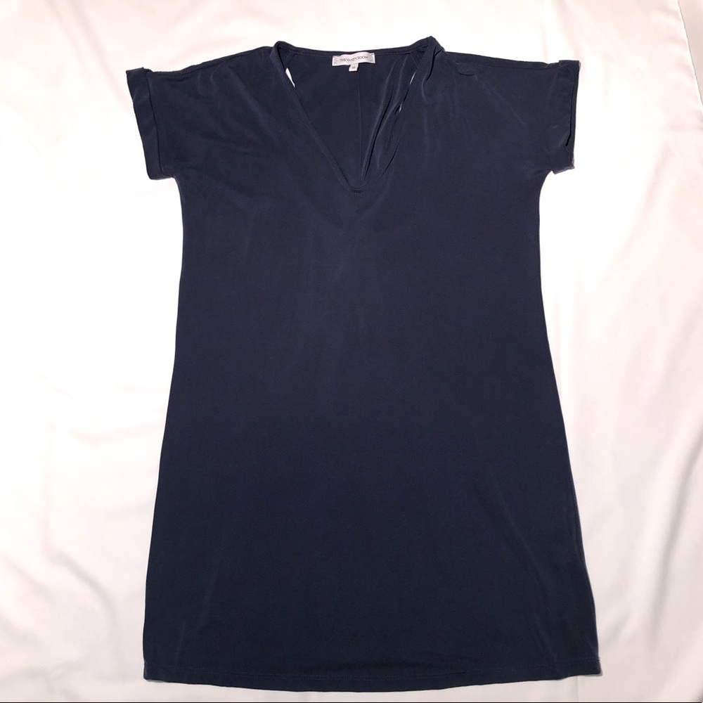 Vanity Room French Terry V-Neck Cuff Sleeve Dress
